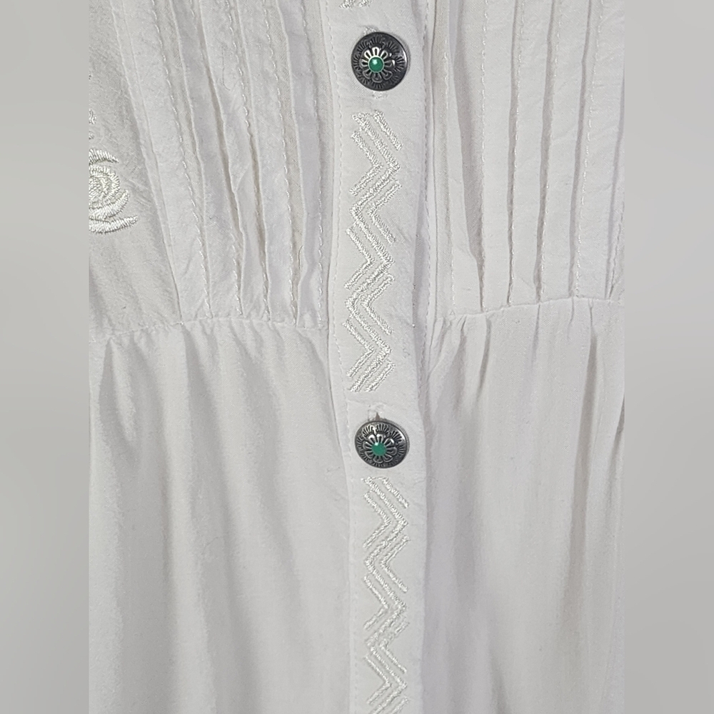 Tasha Polizzi White Embroidered Pintuck Lace Boho Tunic Blouse S - Picture 11 of 15